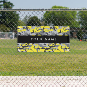 Yellow and Grey Camouflage Your name Personalise Banner