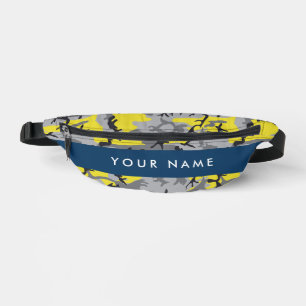 Yellow and Grey Camouflage Your name Personalise Bum Bags
