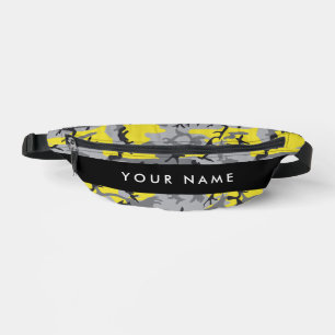 Yellow and Grey Camouflage Your name Personalise Bum Bags