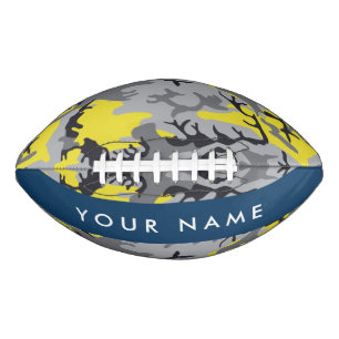 Yellow and Grey Camouflage Your name Personalise Football