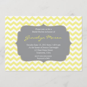 Yellow and Grey Cheveron Shower Invitation