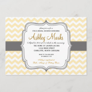 Yellow and grey Chevron Invitation