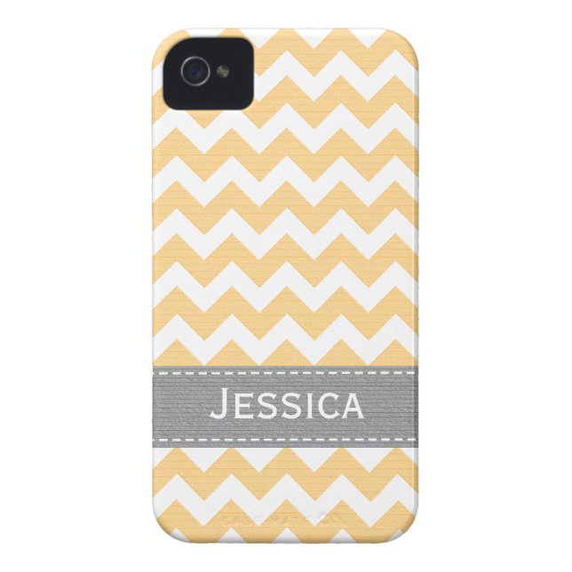 Yellow and Grey Chevron iPhone 4 / 4s Case-Mate Ca Case-Mate iPhone Case (Back)