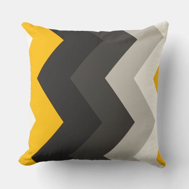 Yellow and Grey chevron Pattern  Cushion (Front)