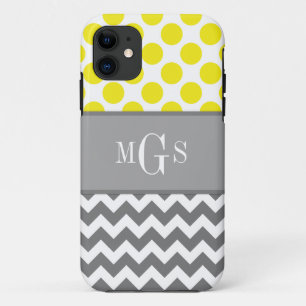 Yellow and Grey, Chevron, Polka Dots iphone 5 Case