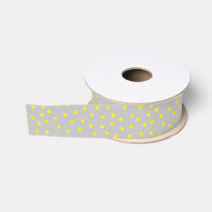 Yellow And Grey Confetti Dots Grosgrain Ribbon