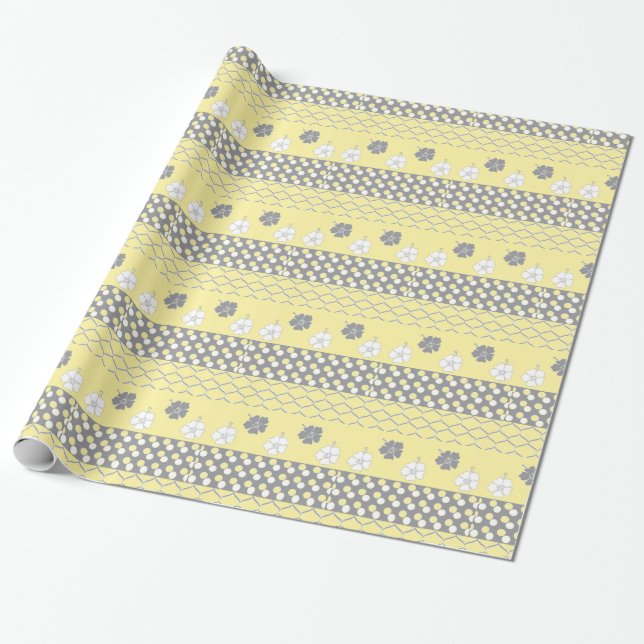 Yellow and Grey Design Wrapping Paper (Unrolled)