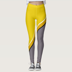 Yellow and Grey Diagonal Leggings