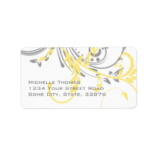 Yellow and Grey Double Floral Return Address Label