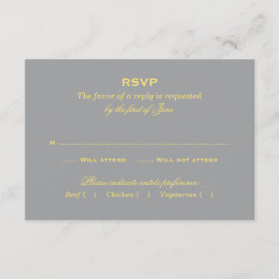 Yellow and Grey Elegant Wedding RSVP Card
