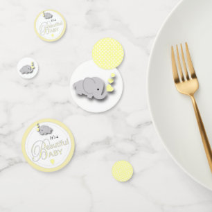Yellow and Grey Elephant   Baby Shower Confetti
