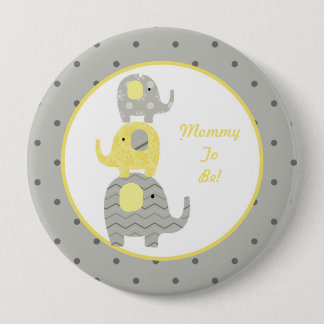 Yellow and Grey Elephant Personalised Mummy to Be 10 Cm Round Badge