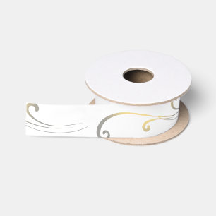 Yellow and Grey Faded Flourish Wedding Satin Ribbon