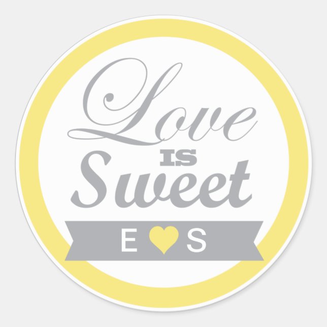 Yellow and Grey  Favour Stickers (Front)