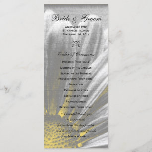 Yellow and Grey Floral Highlights Wedding Program Programme
