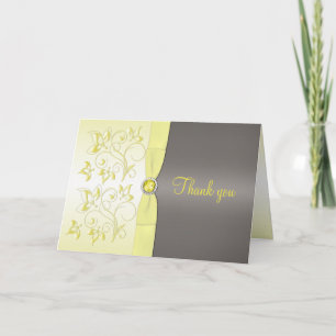 Yellow and Grey Floral Thank You Card
