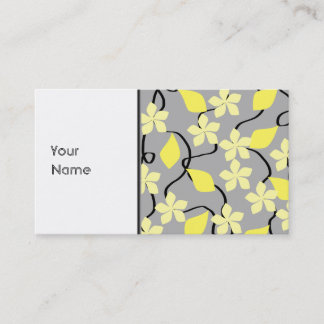 Yellow and Grey Flowers. Floral Pattern. Business Card