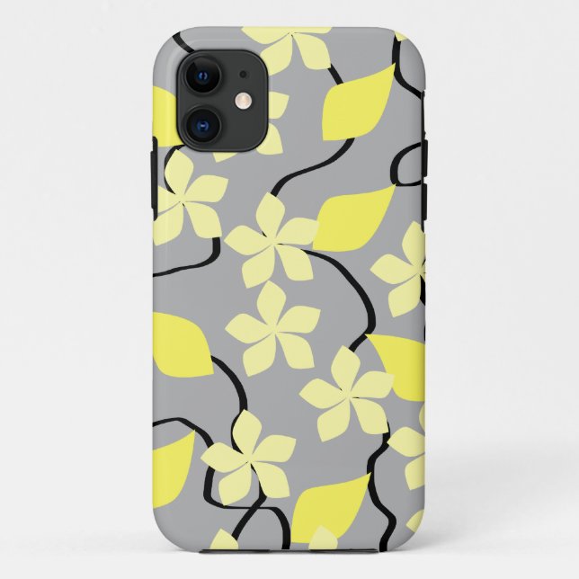 Yellow and Grey Flowers. Floral Pattern. Case-Mate iPhone Case (Back)