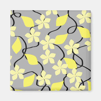 Yellow and Grey Flowers. Floral Pattern. Magnet