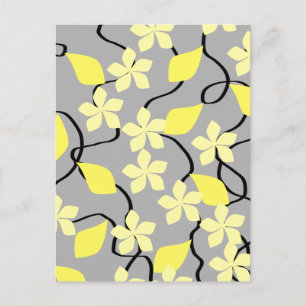 Yellow and Grey Flowers. Floral Pattern. Postcard