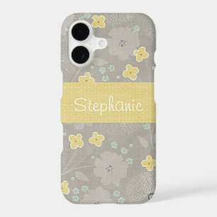 Yellow and Grey Flowers Personalised Barely There