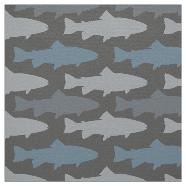 Yellow and Grey Fun Trout Fish Pattern Fabric (Swatch)