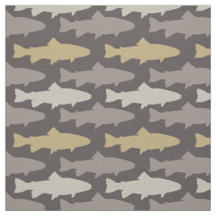 Yellow and Grey Fun Trout Fish Pattern Fabric