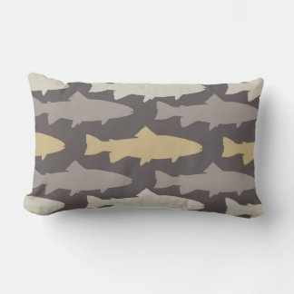 Yellow and Grey Fun Trout Fish Pattern Lumbar Cushion