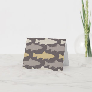 Yellow and Grey Fun Trout Fish Pattern Thank You Card