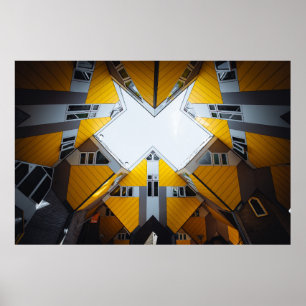 YELLOW AND GREY GEOMETRIC BUILDINGS POSTER