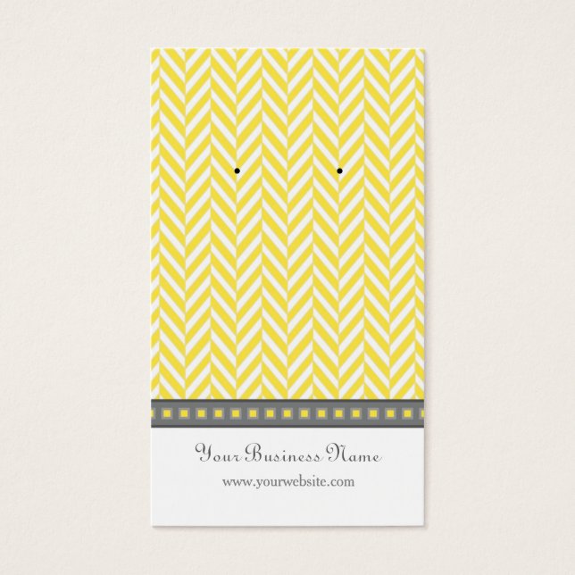 Yellow and Grey Herringbone Earring Cards (Front)