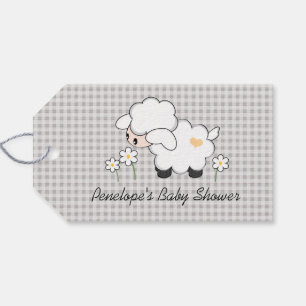 Yellow and Grey Lamb Baby Shower Favour Gift Tags