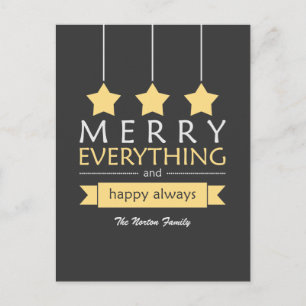 Yellow and Grey Merry Everything Holiday Postcard