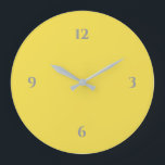 Yellow and Grey Minimalist Large Clock<br><div class="desc">Modern artistic clock features a minimalist design in a yellow and grey colour palette. A simple plain design with grey numbers on a yellow background. A trendy addition to your kitchen, living room or office wall, a thoughtful modern office gift or modern home gift for any occasion. You can customise...</div>