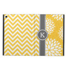 Yellow and Grey Monogram Chevron and Floral