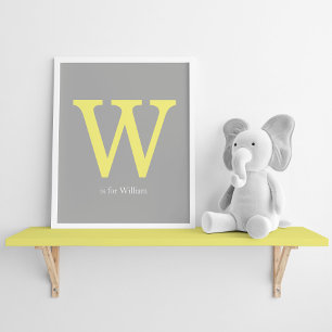Yellow and Grey Monogram Poster