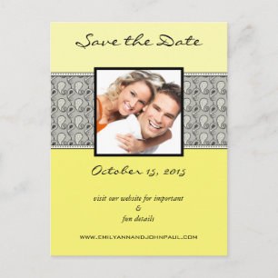 Yellow and Grey Paisley Save The Date Your Photos Announcement Postcard