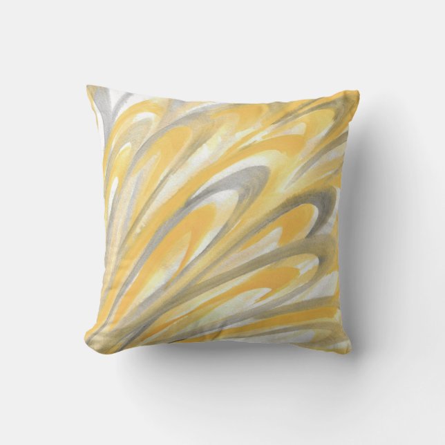 'Yellow and Grey Petals' Cushion (Front)