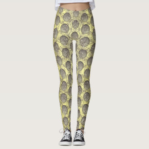 Yellow and Grey Polka Dots Pattern Leggings