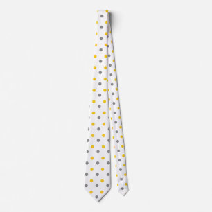 Yellow and Grey Polka Dots Tie