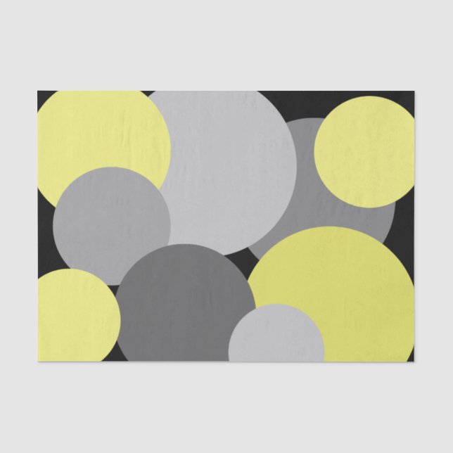 Yellow and Grey Polka Dots  Tissue Paper (Front)