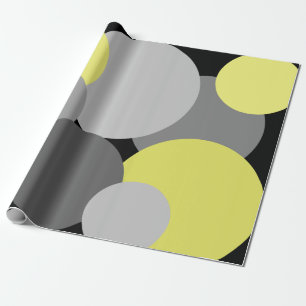 Yellow and Grey Polka Dots Wrapping Paper