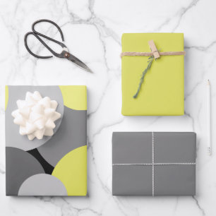 Yellow and Grey Polka Dots  Wrapping Paper Sheet