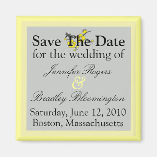 Yellow And Grey Save The Date Magnets