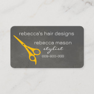 yellow and grey scissors hair stylist salon custom business card