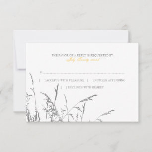 Yellow and Grey Sea Grass Beach Wedding rsvp Card