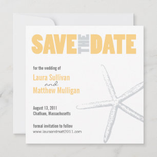 Yellow and Grey Starfish Wedding Save the Date