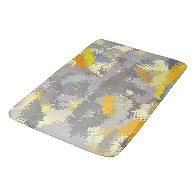 Yellow and Grey Tapestry Bath Mat (Angled)