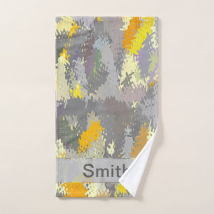 Yellow and Grey Tapestry Bath Towel Set