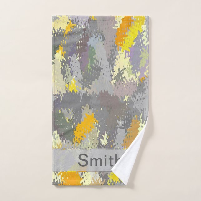 Yellow and Grey Tapestry Bath Towel Set (Hand Towel)